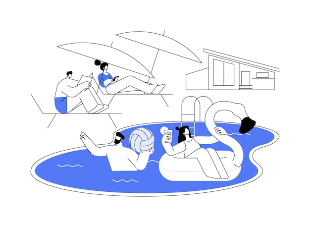 Ilustração em vetor conceito abstrato de festa na piscina