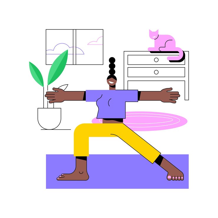 Vetor ilustração em vetor conceito abstrato de ioga em casa