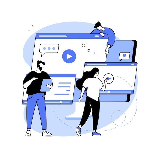 Vetor ilustração em vetor conceito abstrato de marketing de conteúdo de vídeo