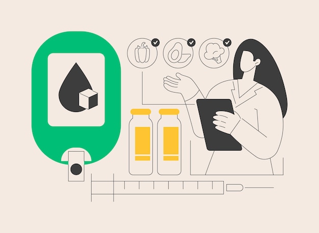Ilustração em vetor conceito abstrato de medicamentos para diabetes