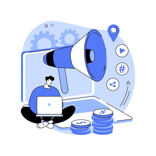 Ilustração em vetor conceito abstrato de mídia paga