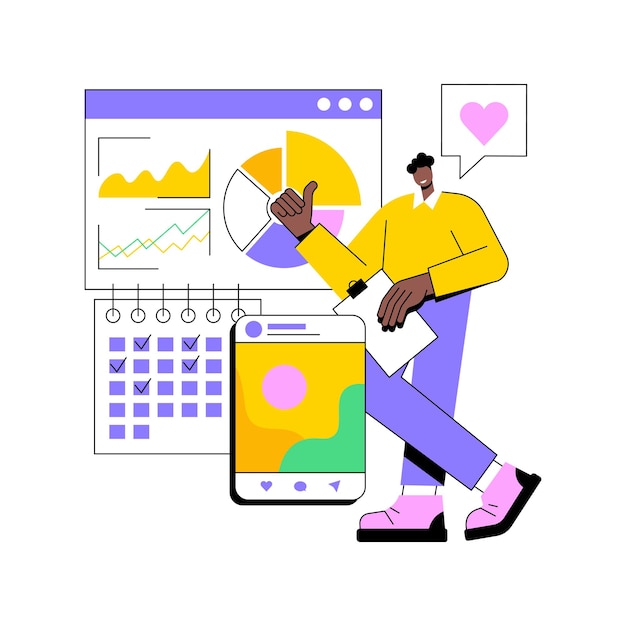 Ilustração em vetor conceito abstrato de painel de mídia social