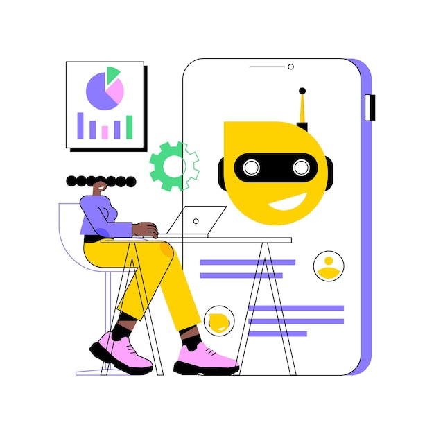 Ilustração em vetor conceito abstrato de plataforma de desenvolvimento de chatbot