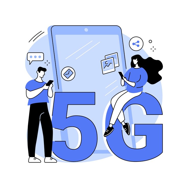Vetor ilustração em vetor conceito abstrato de rede de telefones celulares 5g