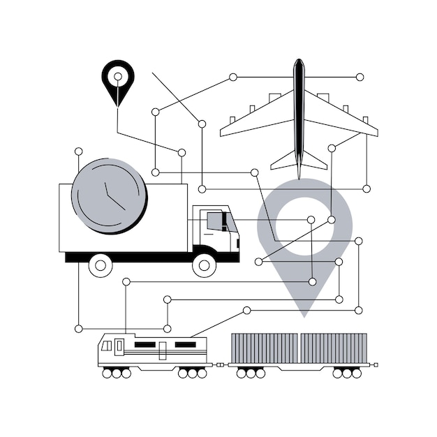 Vetor ilustração em vetor conceito abstrato de rede de transporte