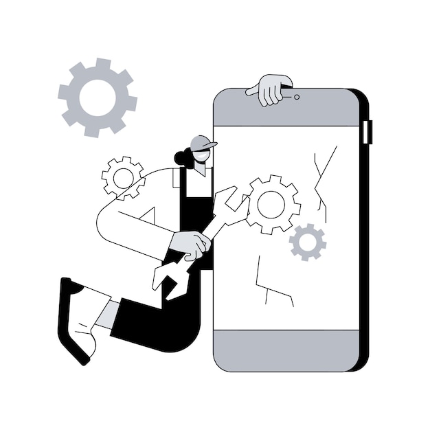 Vetor ilustração em vetor conceito abstrato de reparo de smartphone