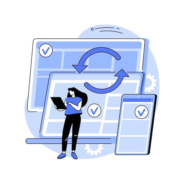 Ilustração em vetor conceito abstrato de sincronização entre dispositivos
