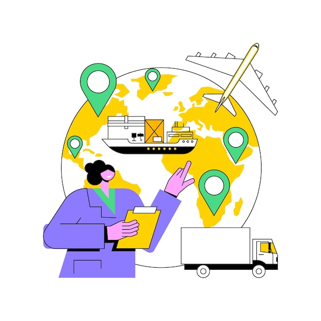 Ilustração em vetor conceito abstrato de sistema de transporte global