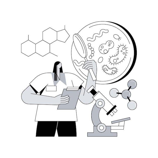 Vetor ilustração em vetor conceito abstrato de tecnologia microbiológica