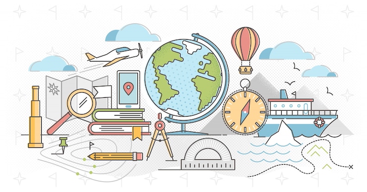 Vetor ilustração em vetor conceito contorno geografia.
