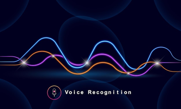 Ilustração em vetor conceito de tecnologia de frequência de áudio colorida de reconhecimento de voz vetor de tecnologia de onda sonora com sinal de microfone