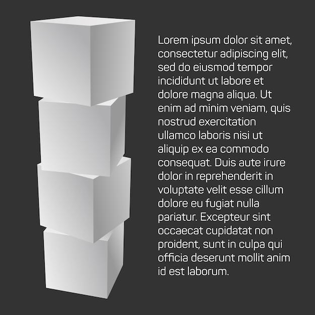 Ilustração em vetor conceito de visualização de dados digital de elementos de cubos de malha de baixo poli