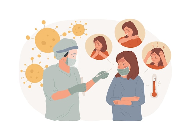 Ilustração em vetor conceito isolado de sintomas de gripe