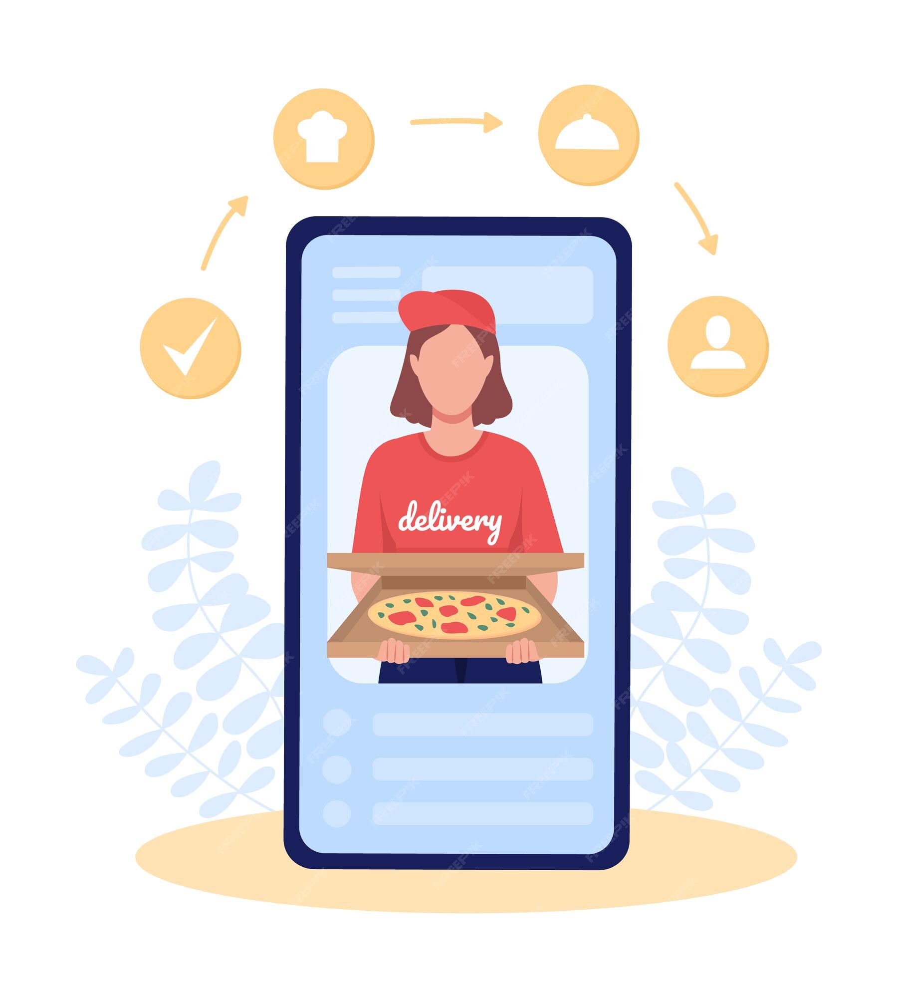 Site de pedido de comida de conceito de comércio eletrônico serviço on-line  de entrega de pizza de fast-food ilustração plana pode ser usado para jogo  de infográfico de anúncio ou ícone de