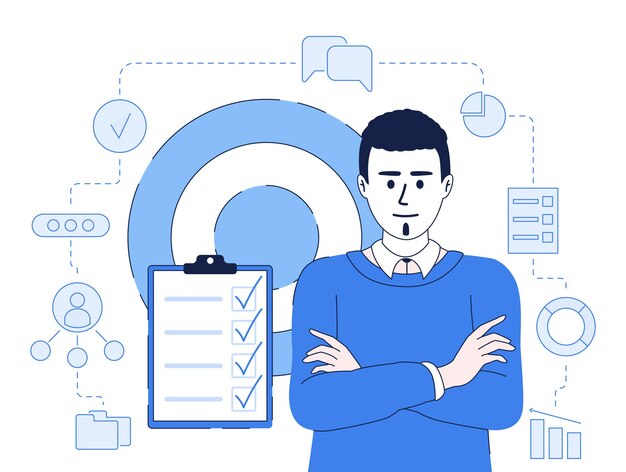Ilustração em vetor conceito plano de funcionário corporativo