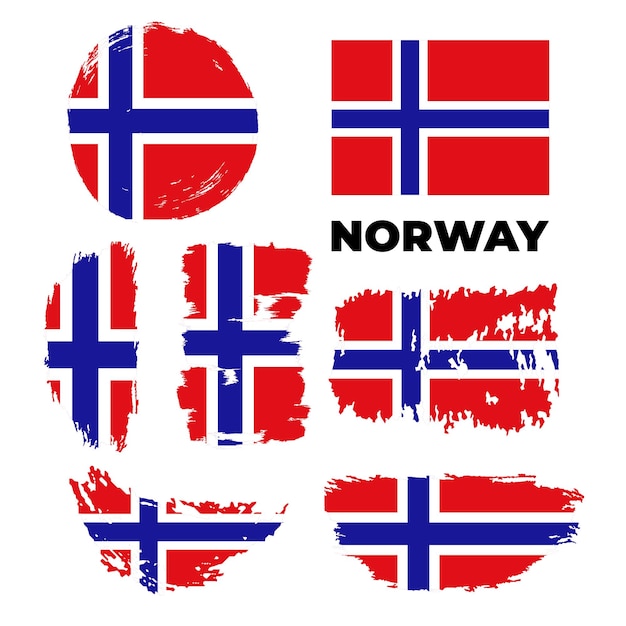 Ilustração em vetor conjunto de bandeira da noruega isolada