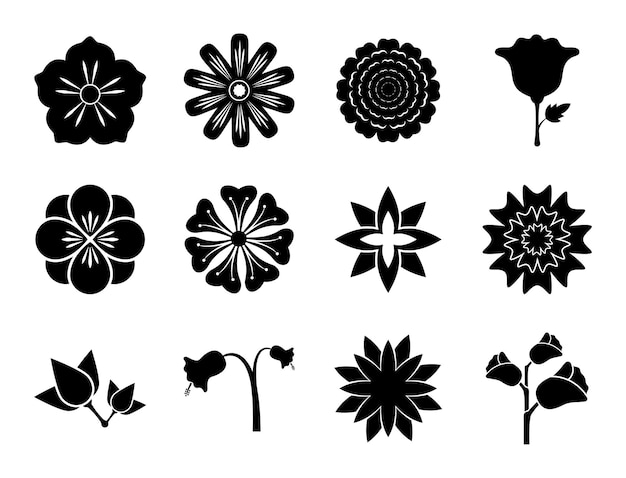 Ilustração em vetor conjunto de ícones de flores