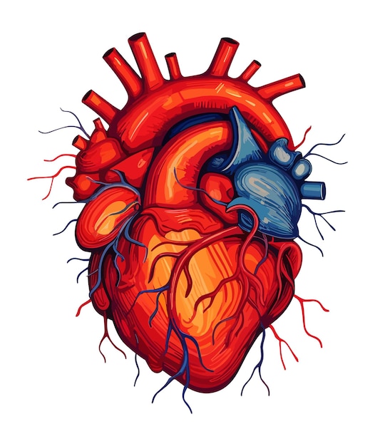 Ilustração em vetor coração humano em fundo isolado