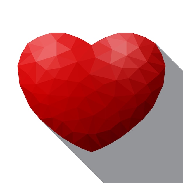 Vetor ilustração em vetor coração poligonal, sinal geométrico do dia dos namorados