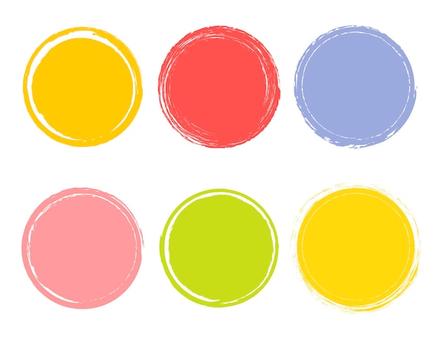 Ilustração em vetor criativo de elemento desenhado em aquarela de mão. Fundo de traçado de pincel do círculo. Pinte o design da arte. Gráfico abstrato do grunge da cor do conceito. Etiqueta da etiqueta. Carimbo para suas palavras escritas à mão.
