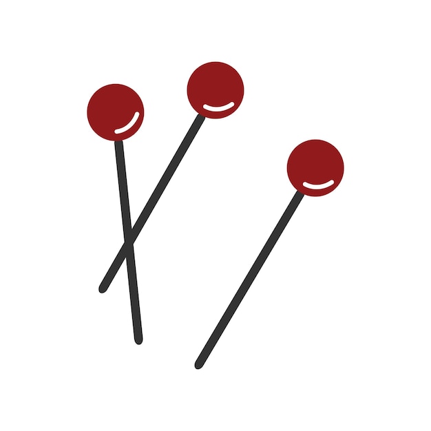 Ilustração em vetor de alfinete vermelho anexar botões em agulhas
