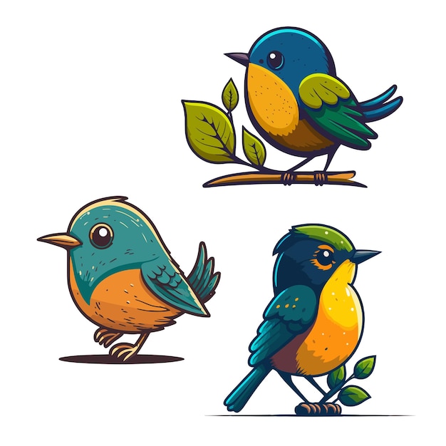 Vetor ilustração em vetor de animal de desenho animado de pássaro bonitinho para logotipo ou ícone de mascote