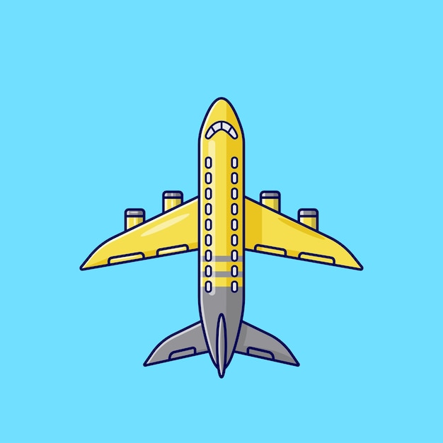 Ilustração em vetor de avião. ícone de voo. ilustração de desenho animado de avião