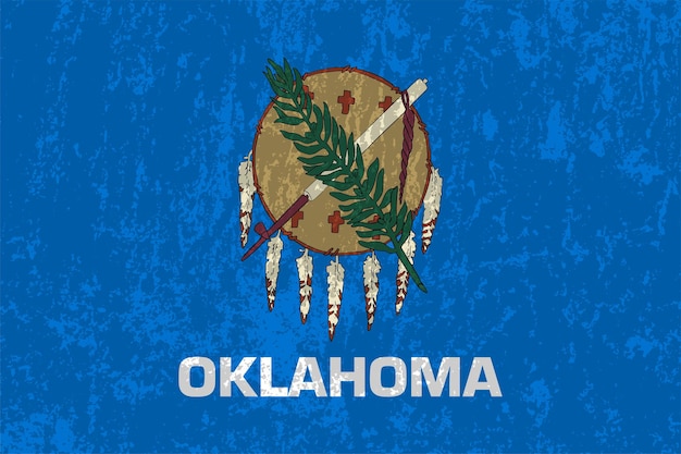 Ilustração em vetor de bandeira grunge do estado de oklahoma