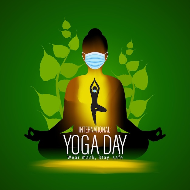 Vetor ilustração em vetor de banner de conceito de dia internacional de ioga