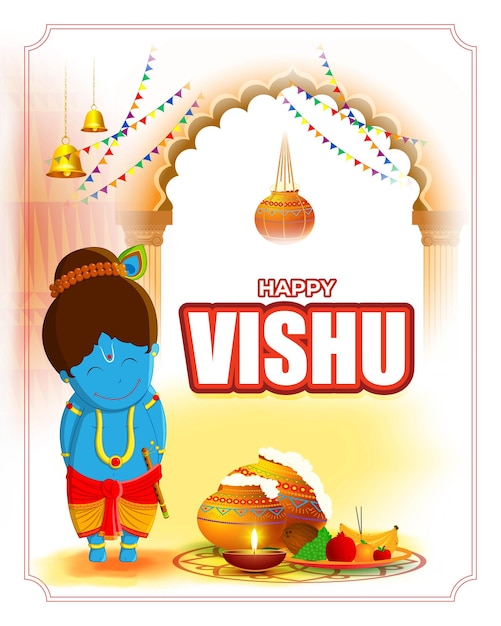 Ilustração em vetor de banner de conceito feliz vishu