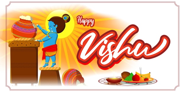 Vetor ilustração em vetor de banner de conceito feliz vishu