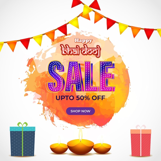 Ilustração em vetor de banner de oferta para um festival indiano Bhai Dooj.