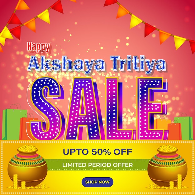 Ilustração em vetor de banner de venda feliz Akshaya Tritiya