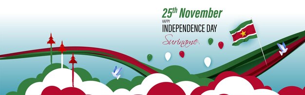 Ilustração em vetor de banner patriótico do feliz dia da independência do suriname