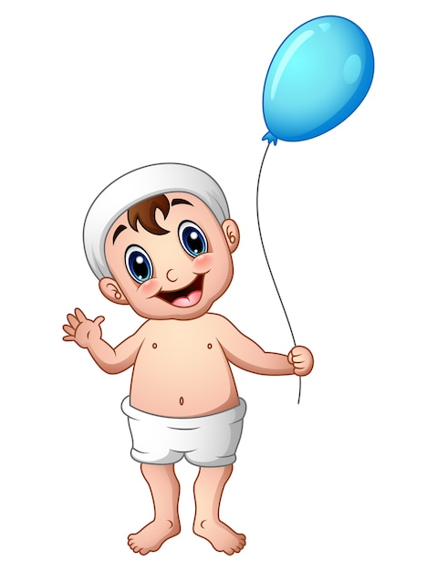 Ilustração em vetor de bebê menino acenando