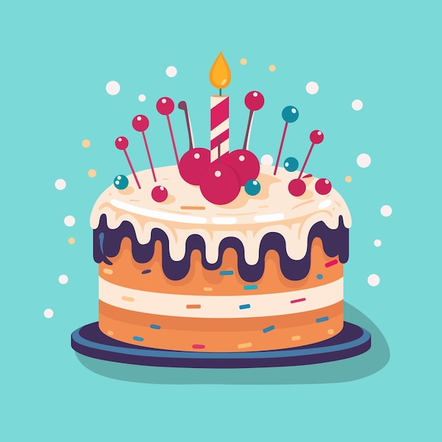 Ilustração em vetor de bolo de aniversário xD