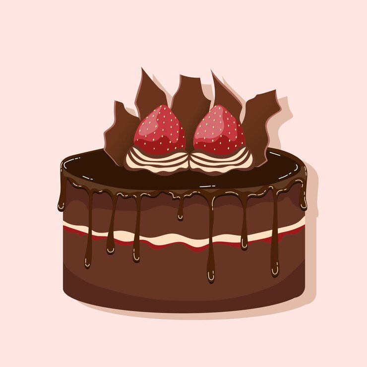 Vetor ilustração em vetor de bolo de chocolate em fundo laranja suave