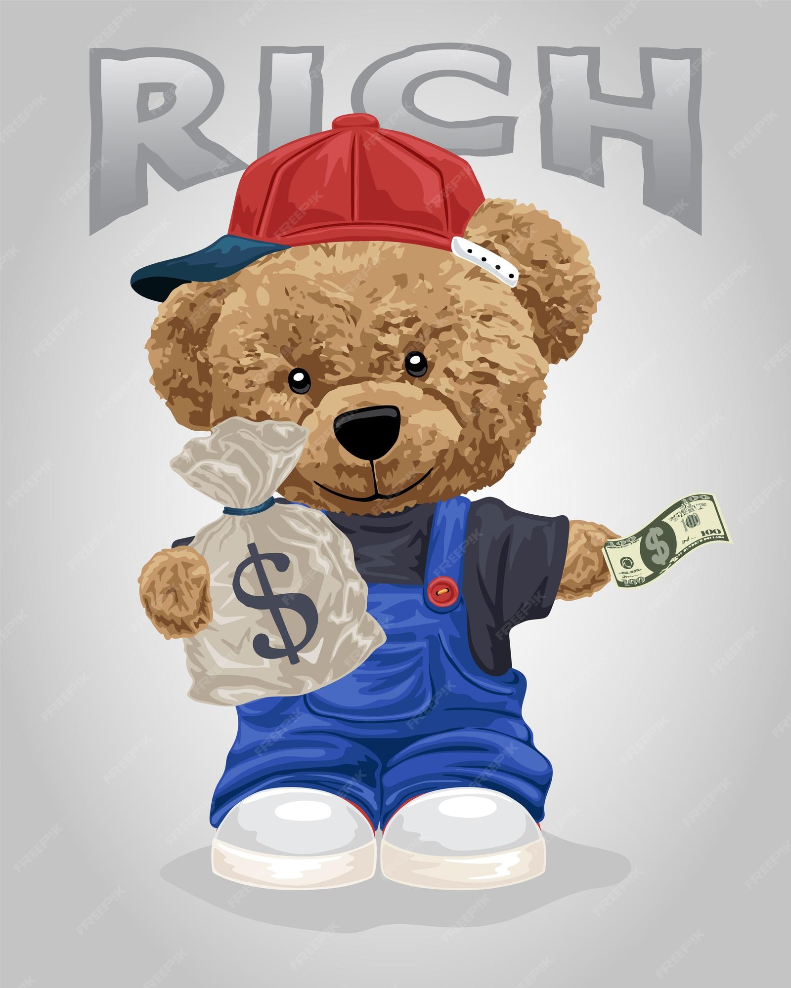 Urso boneca desenho animado carregando seguro do dinheiro. vetor desenho  animado ilustração 24360345 Vetor no Vecteezy