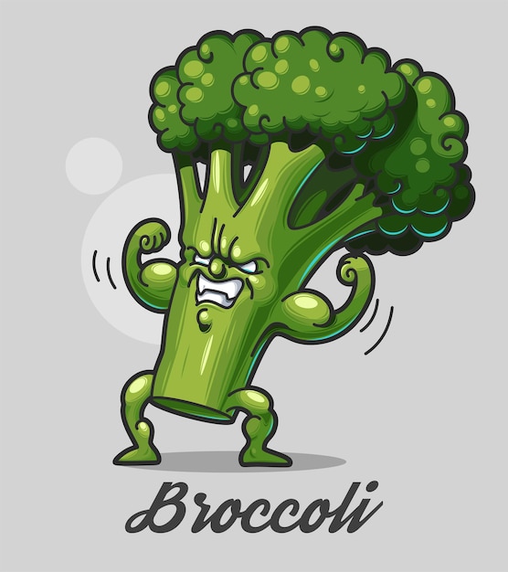 Vetor ilustração em vetor de brócolis de desenho animado