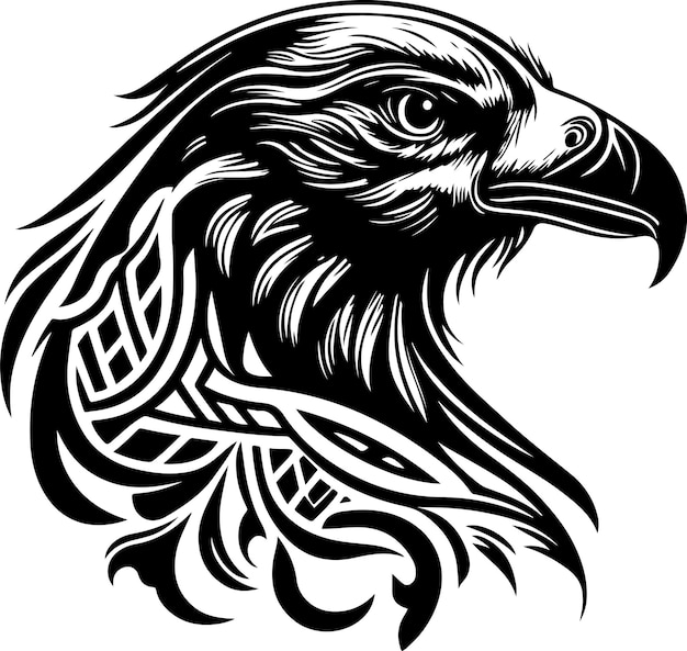 Ilustração em vetor de cabeça de águia com ornamento. ilustração em vetor.