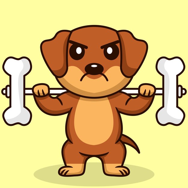 Vetor ilustração em vetor de cachorro fofo premium fazendo levantamento de ossos