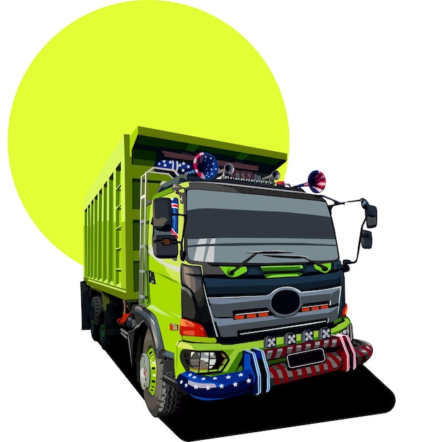 Vetor ilustração em vetor de caminhão de lixo verde