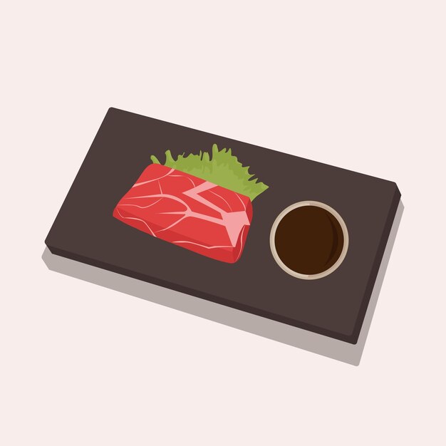 Ilustração em vetor de carne de kobe de cozinha nacional japonesa