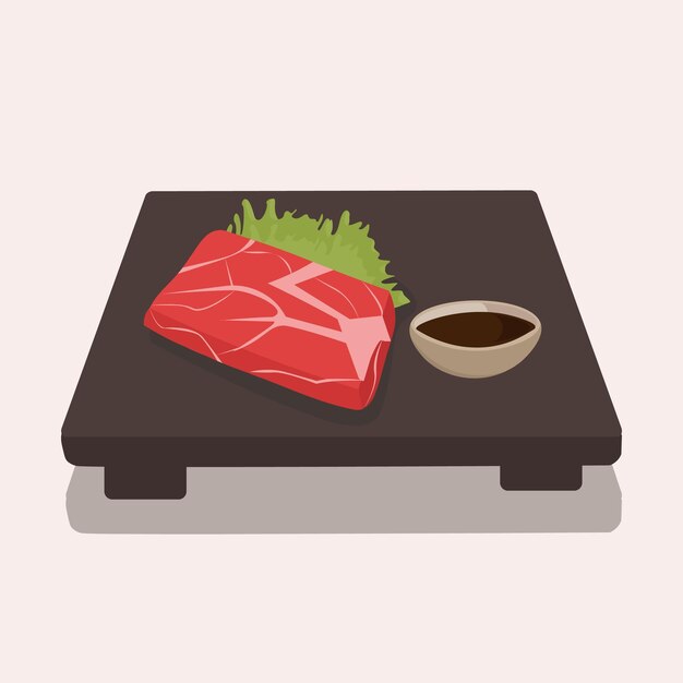 Vetor ilustração em vetor de carne de kobe de cozinha nacional japonesa