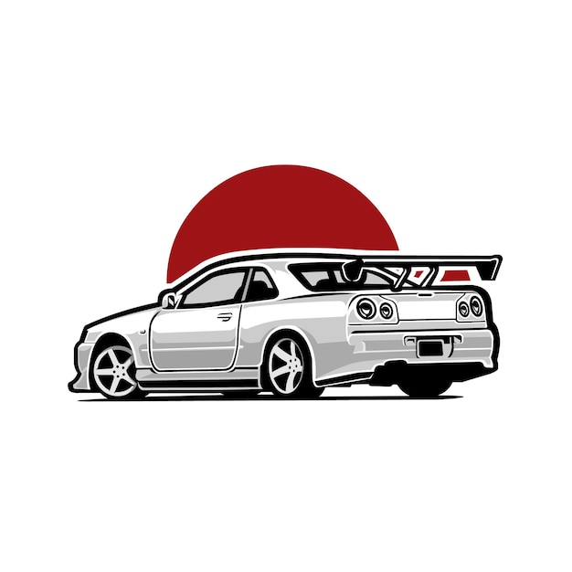 Vetor ilustração em vetor de carro esportivo jdm dos anos 90 premium japonês melhor para design de camiseta automotiva