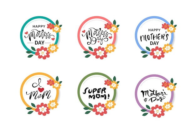 Ilustração em vetor de celebração alegre Feliz Dia das Mães Dia das Mães coroa de texto