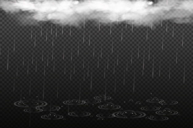 Ilustração em vetor de clima único fresco com nuvens e chuva pesada.