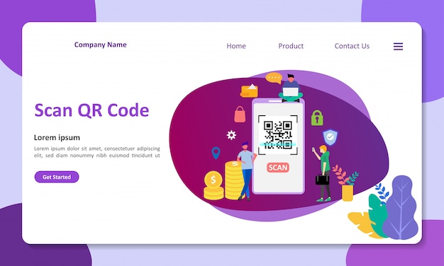 Ilustração em vetor de código QR digitalização adequada para página de destino da web
