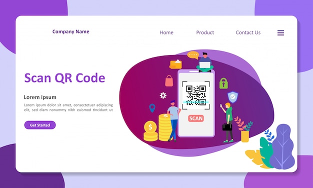 Ilustração em vetor de código qr digitalização adequada para página de destino da web