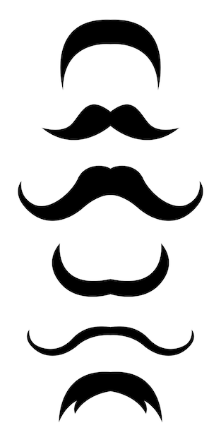 Ilustração em vetor de coleção de bigode preto isolada em branco